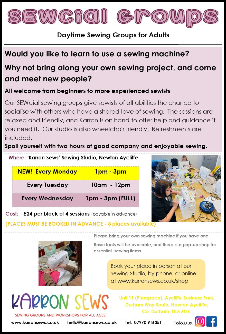 SEWcial Group WEDNESDAYS - 1.00pm - 3.00pm