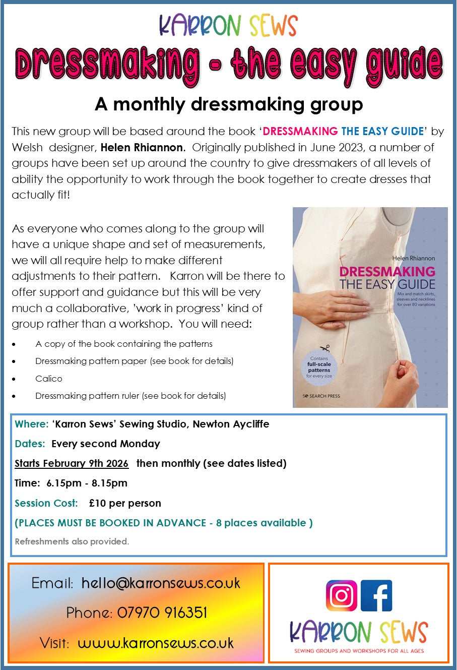 Dressmaking - The Easy Guide (Monthly on Mondays)