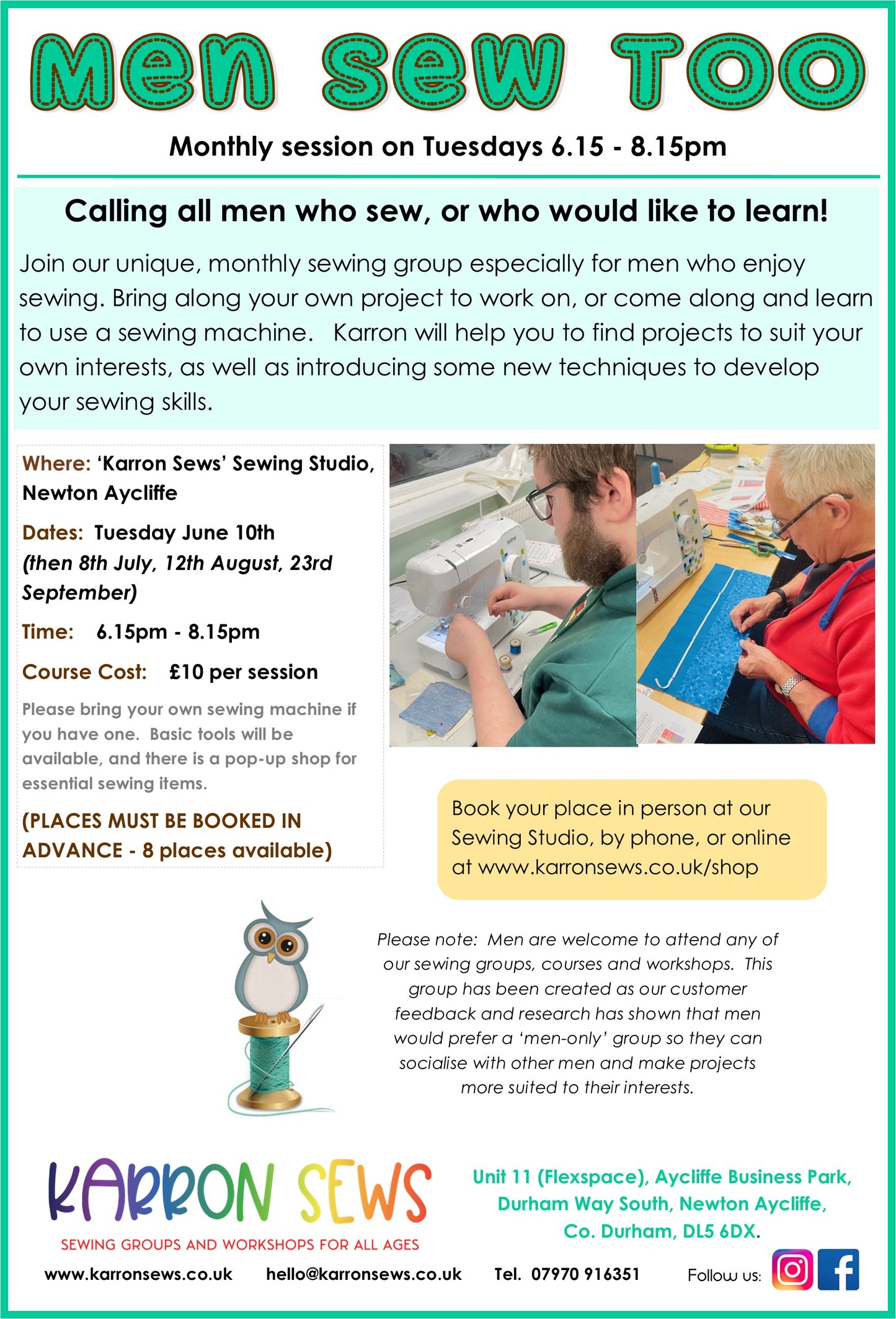 Men Sew Too - Tuesday June 10th, 6.15pm-8.15pm