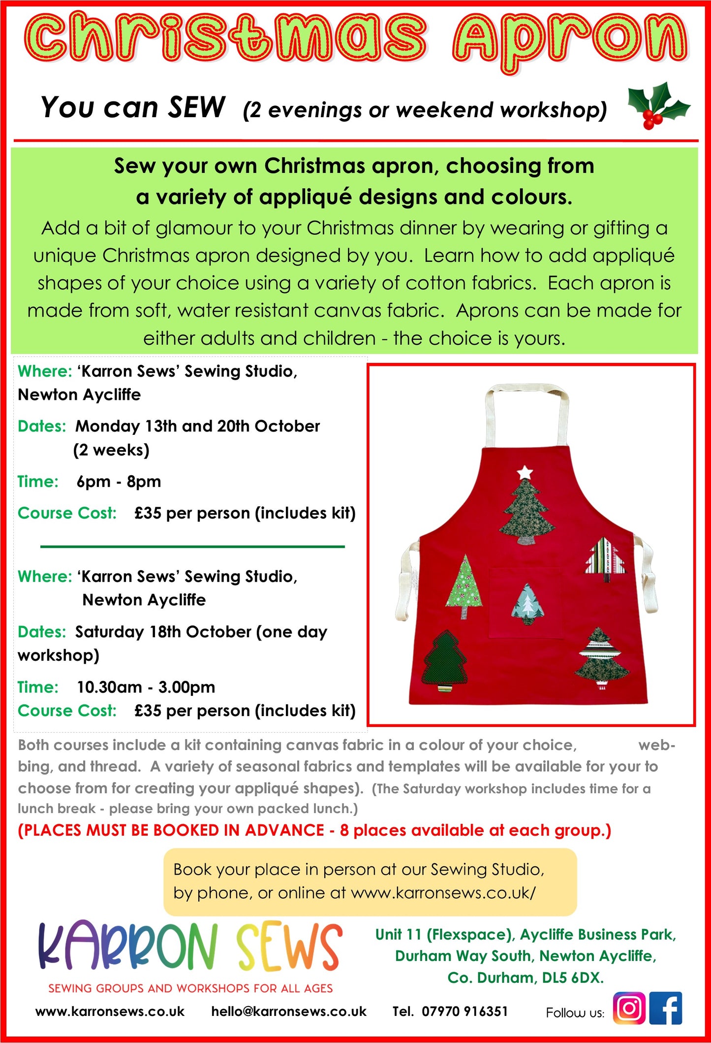 Christmas Apron evening workshop