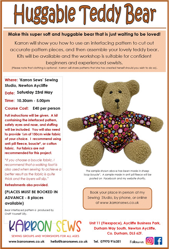 Huggable Teddy Bear - Saturday 23rd May
