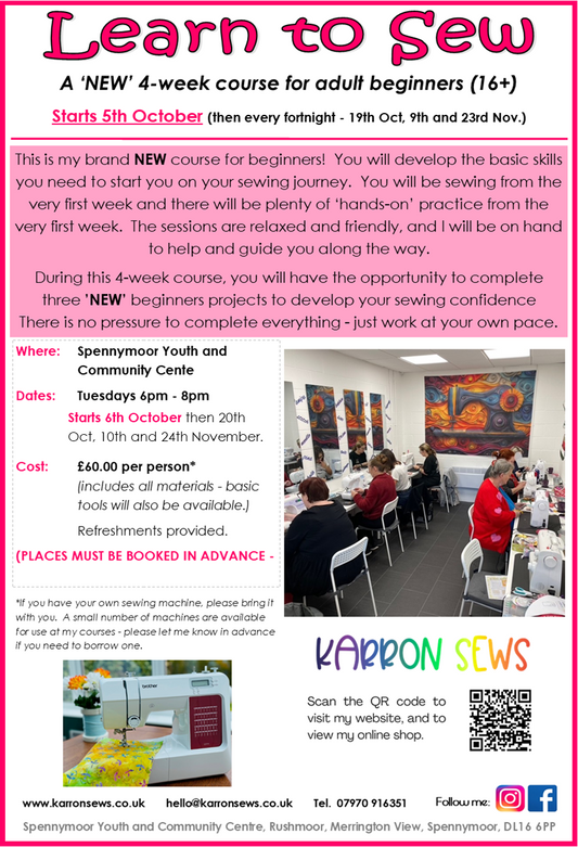 Learn to sew - a new course for beginners