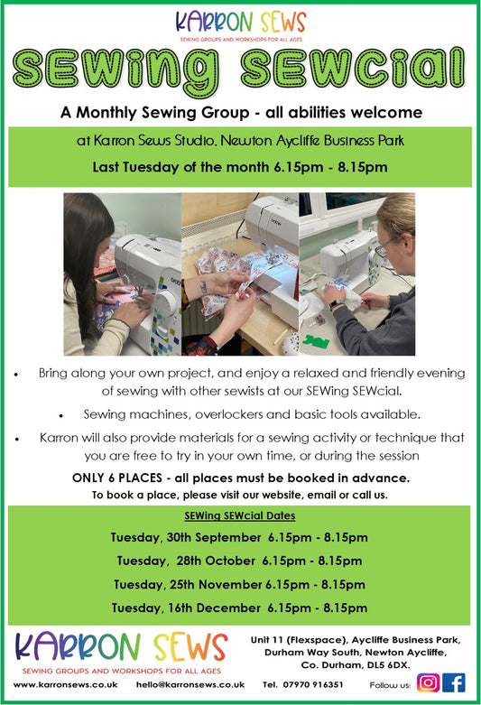 Sewing SEWcial - Monthly on Tuesday 16th December 6.15pm - 8.15pm (Copy)