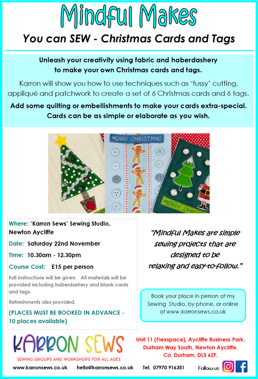 Christmas Cards and Tags - Saturday 22nd November